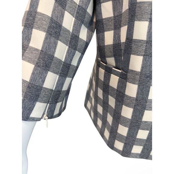 Nine West Gingham Navy White Checkered Blazer‎ Size 10 - Picture 4 of 8